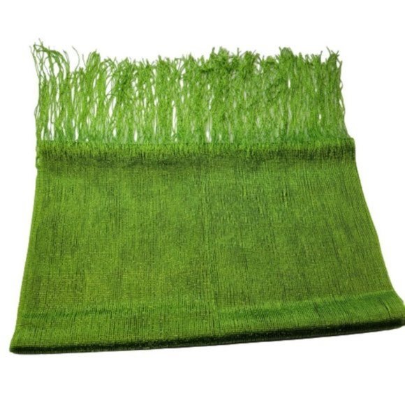 Lime Green Glitter Embellish Long Rectangular Scarf Tassel Shawl - Picture 5 of 13